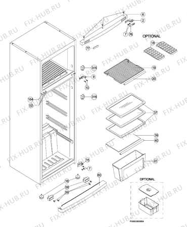 Взрыв-схема холодильника Electrolux END33600W - Схема узла Section 1